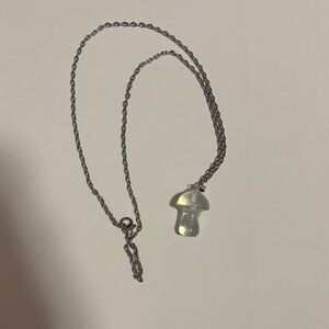 Silver Mushroom Pendant Necklace